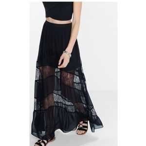 Express black lace insert maxi skirt.